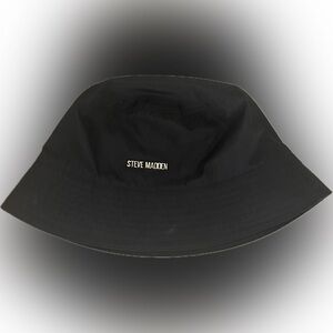 STEVE MADDEN Black Satin Bucket Hat